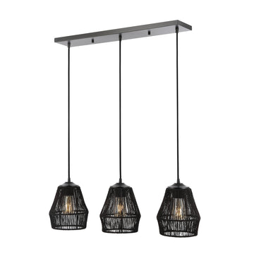 Ibiza Island 30" Seagrass/Metal Bohemian Coastal LED Pendant - JONATHAN Y